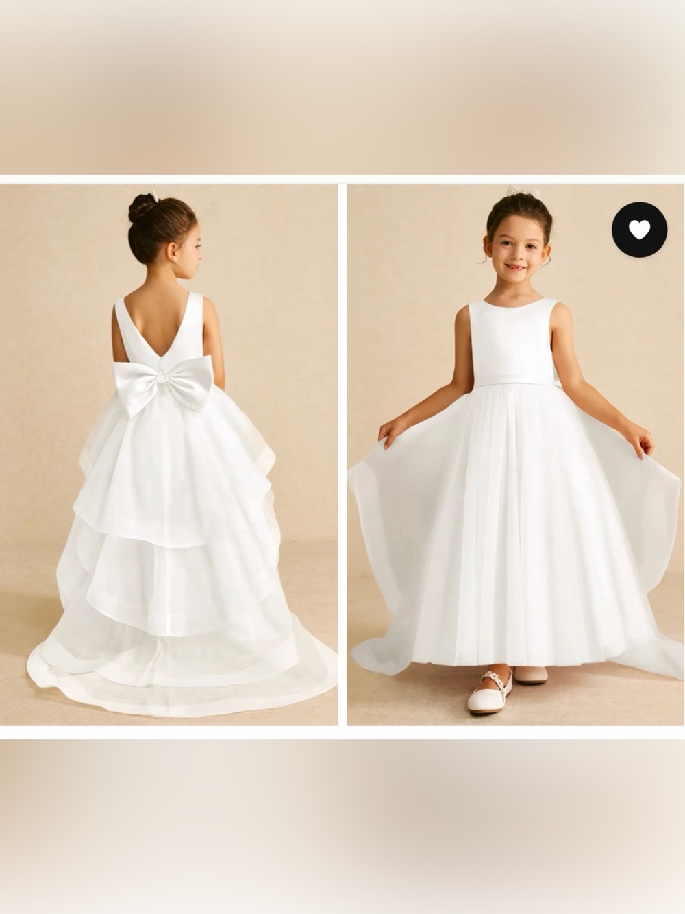Azazie White Layered Chiffon Girl's Formal Dress with Back Bow
